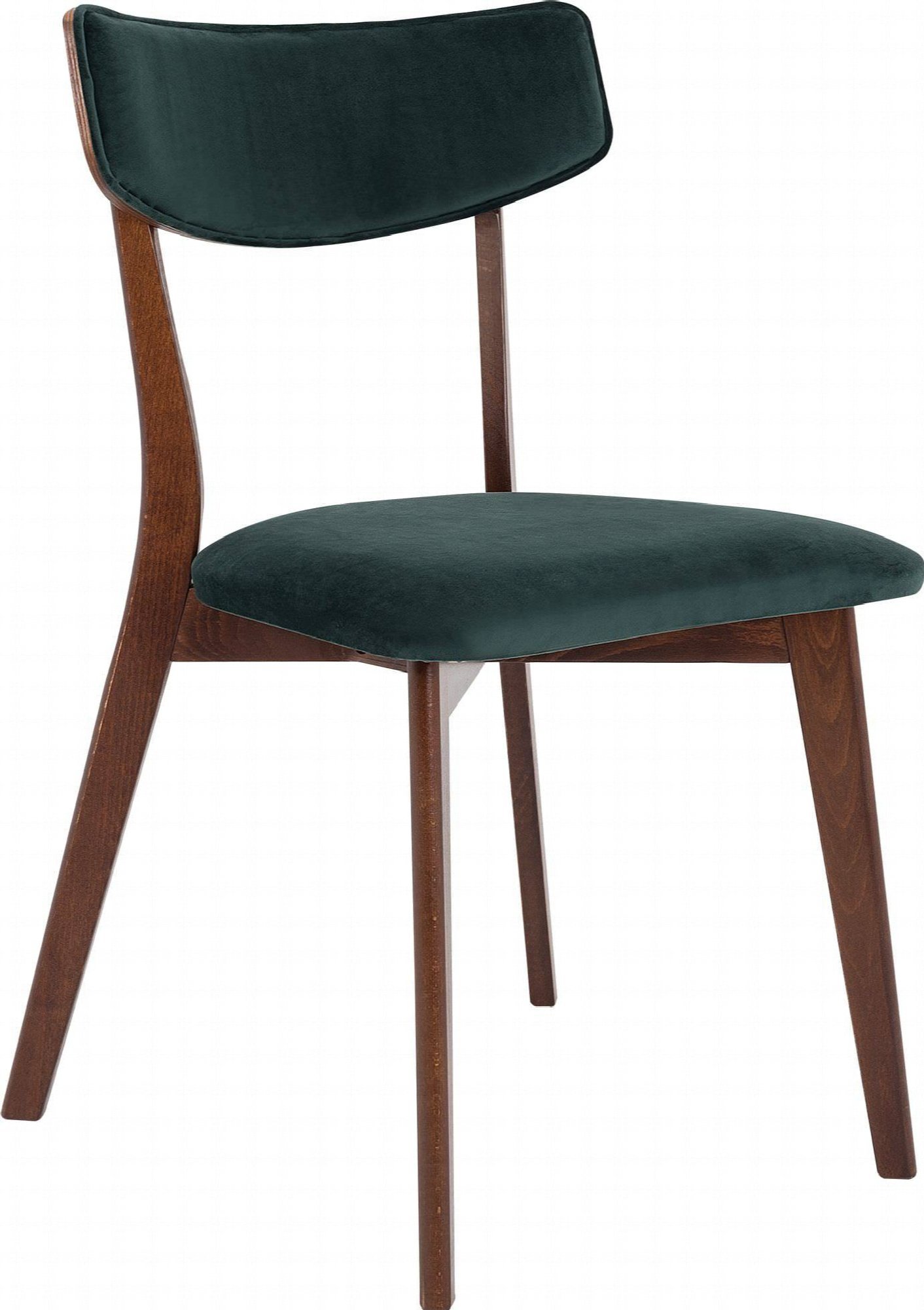 Chaise design tradition velours vert bouteille pieds noyer (photo) Chaise design tradition velours vert bouteille pieds noyer