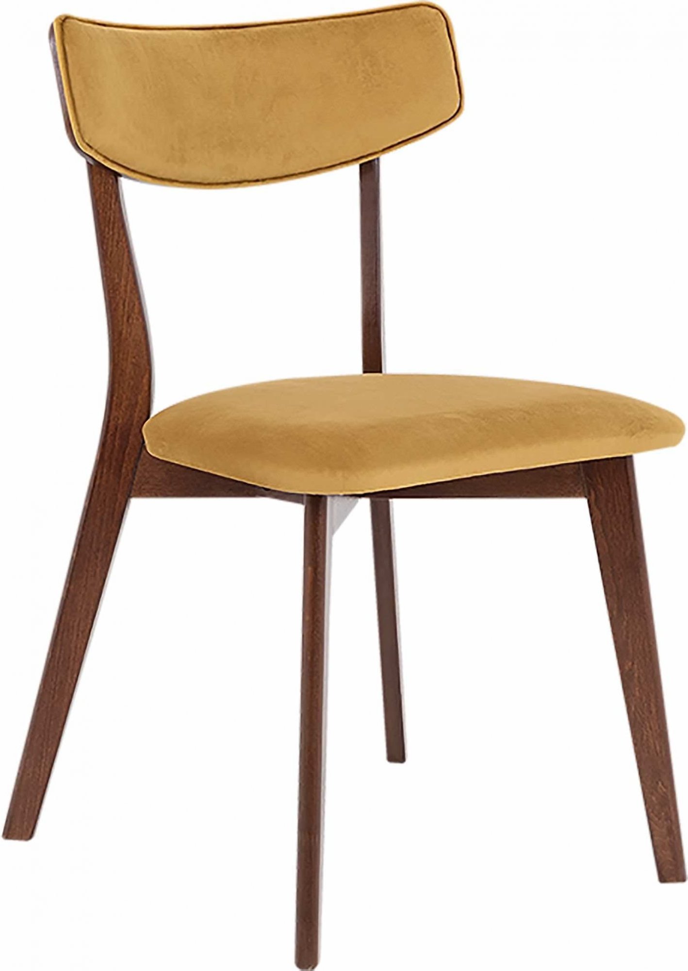 Chaise design tradition velours marron clair pieds noyer (photo) Chaise design tradition velours marron clair pieds noyer