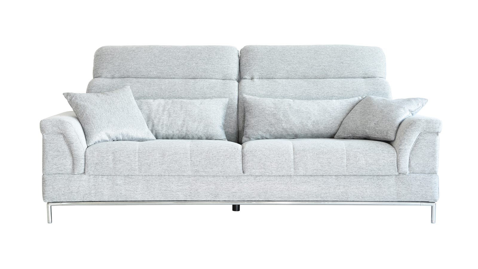 Canapé 3 places avec têtière en tissu gris clair Canapé 3 places avec têtière en tissu gris clair