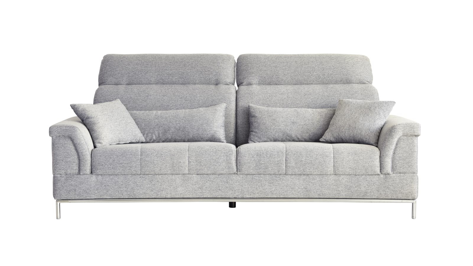 Canapé 3 places avec têtière en tissu gris