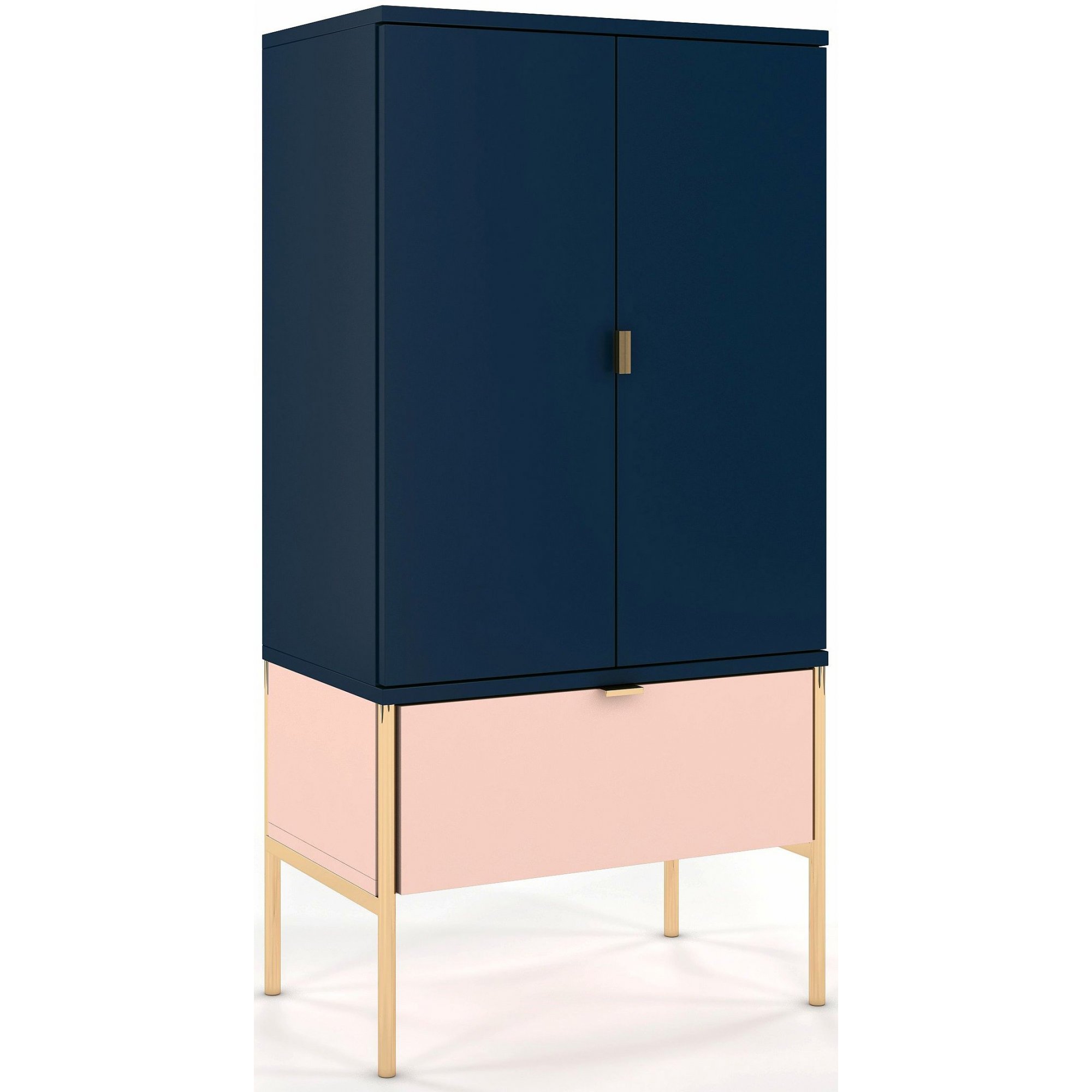 Buffet 1 tiroir 2 portes couleur bleu et rose pied doré Buffet 1 tiroir 2 portes couleur bleu et rose pied doré