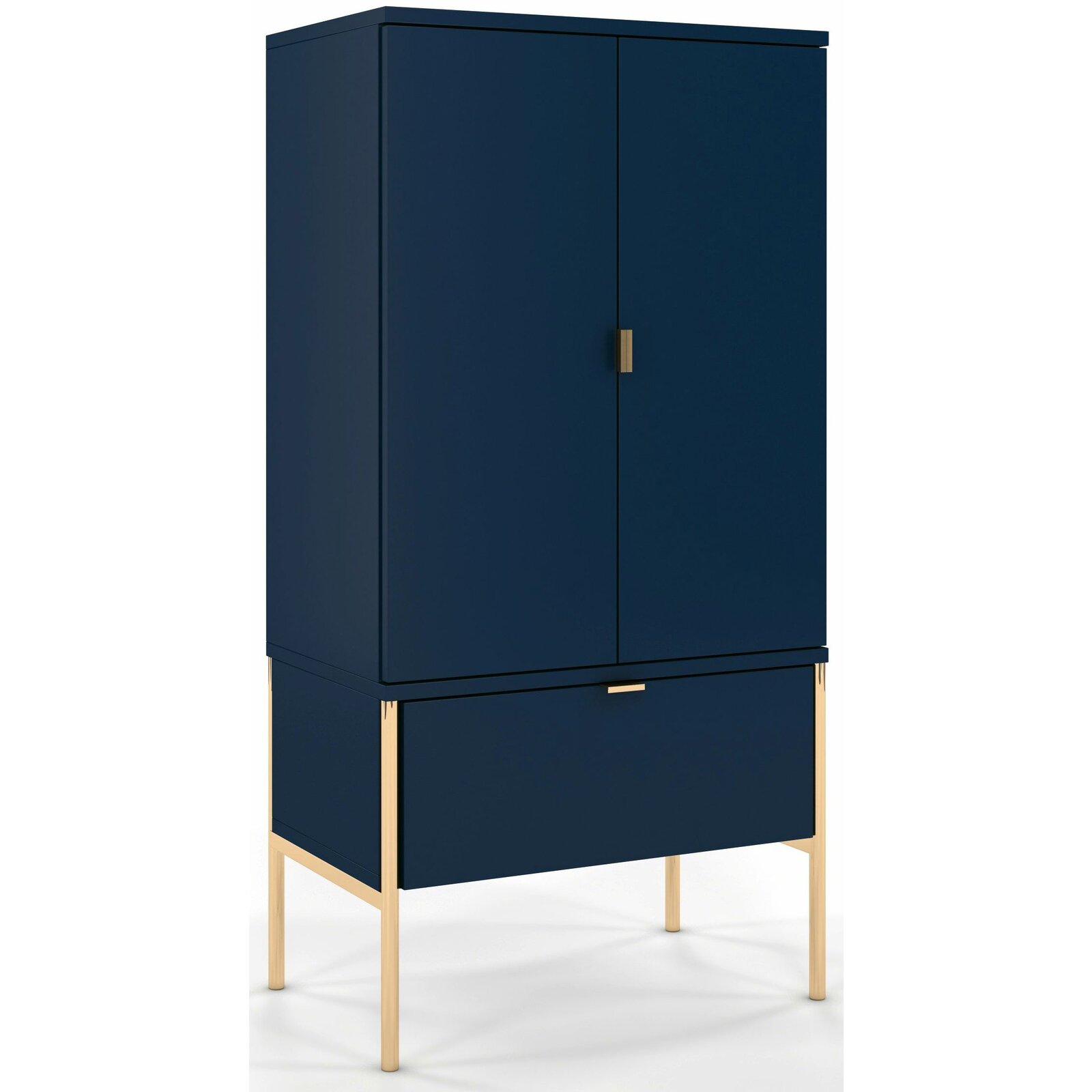 Buffet 1 tiroir 2 portes couleur bleu pied doré Buffet 1 tiroir 2 portes couleur bleu pied doré