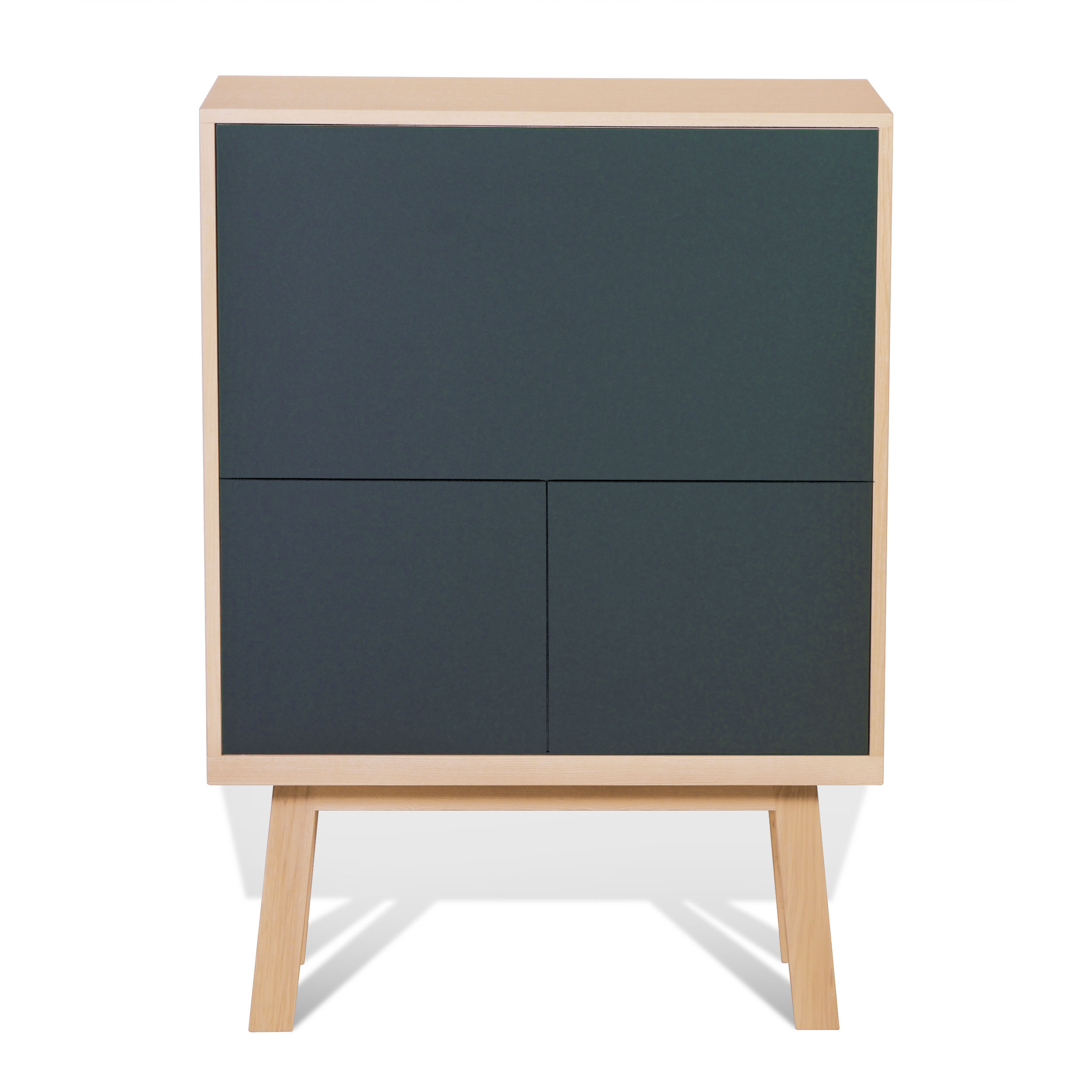 Bureau secrétaire avec rangement en frêne bleu sombre de rance Bureau secrétaire avec rangement en frêne bleu sombre de rance