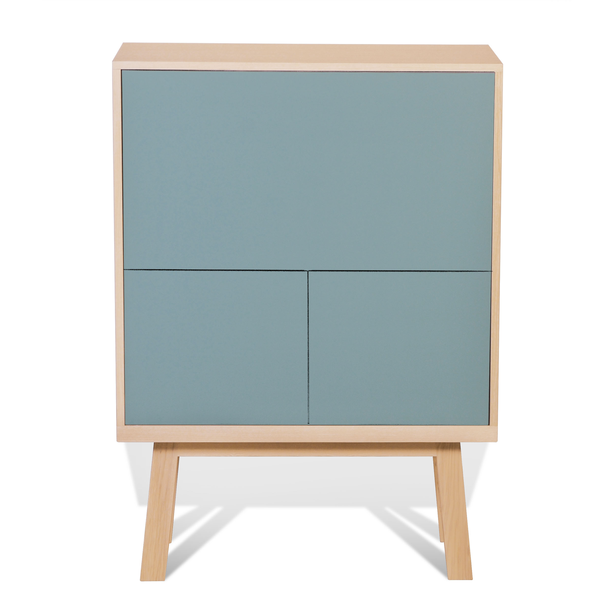 Bureau secrétaire avec rangement en frêne bleu briac Bureau secrétaire avec rangement en frêne bleu briac