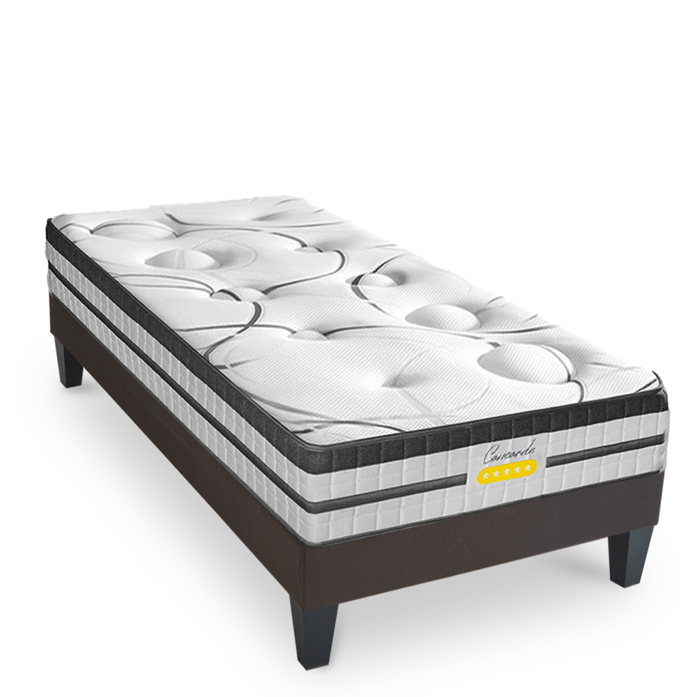 Ensemble matelas ressorts ensachés et sommier 90x200