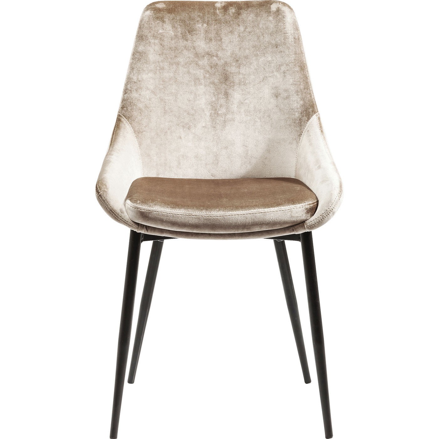 Chaise en velours beige et acier (photo) Chaise en velours beige et acier