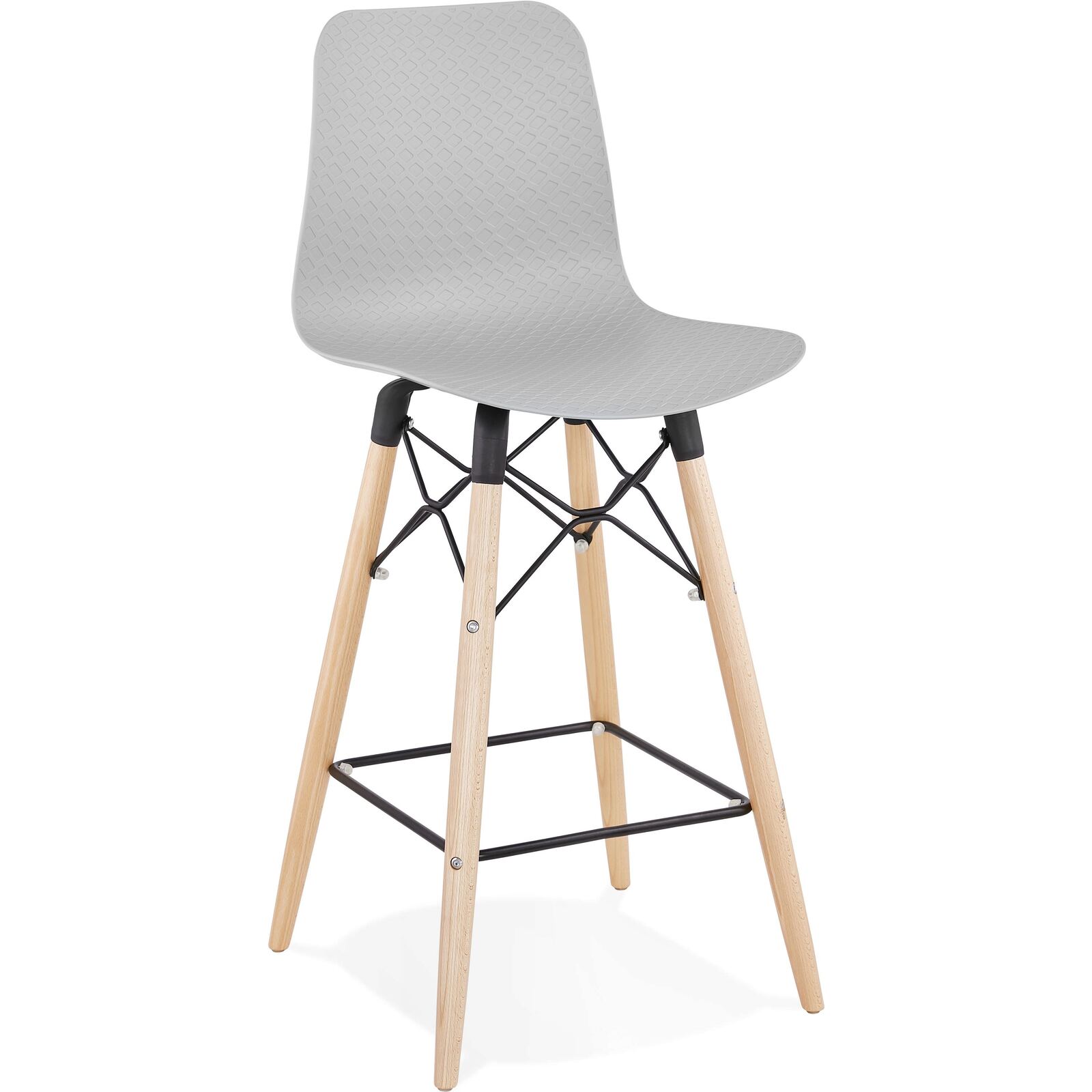 Tabouret de bar gris et bois naturel h108cm