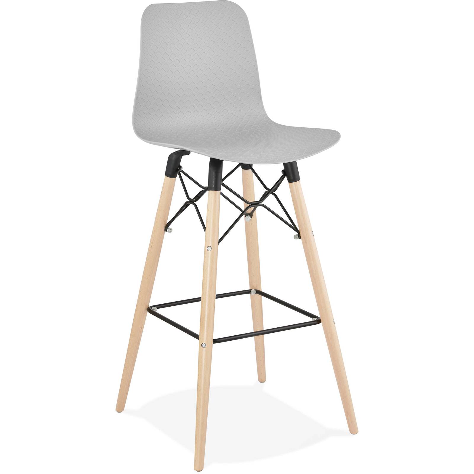 Tabouret de bar gris et bois naturel h112cm