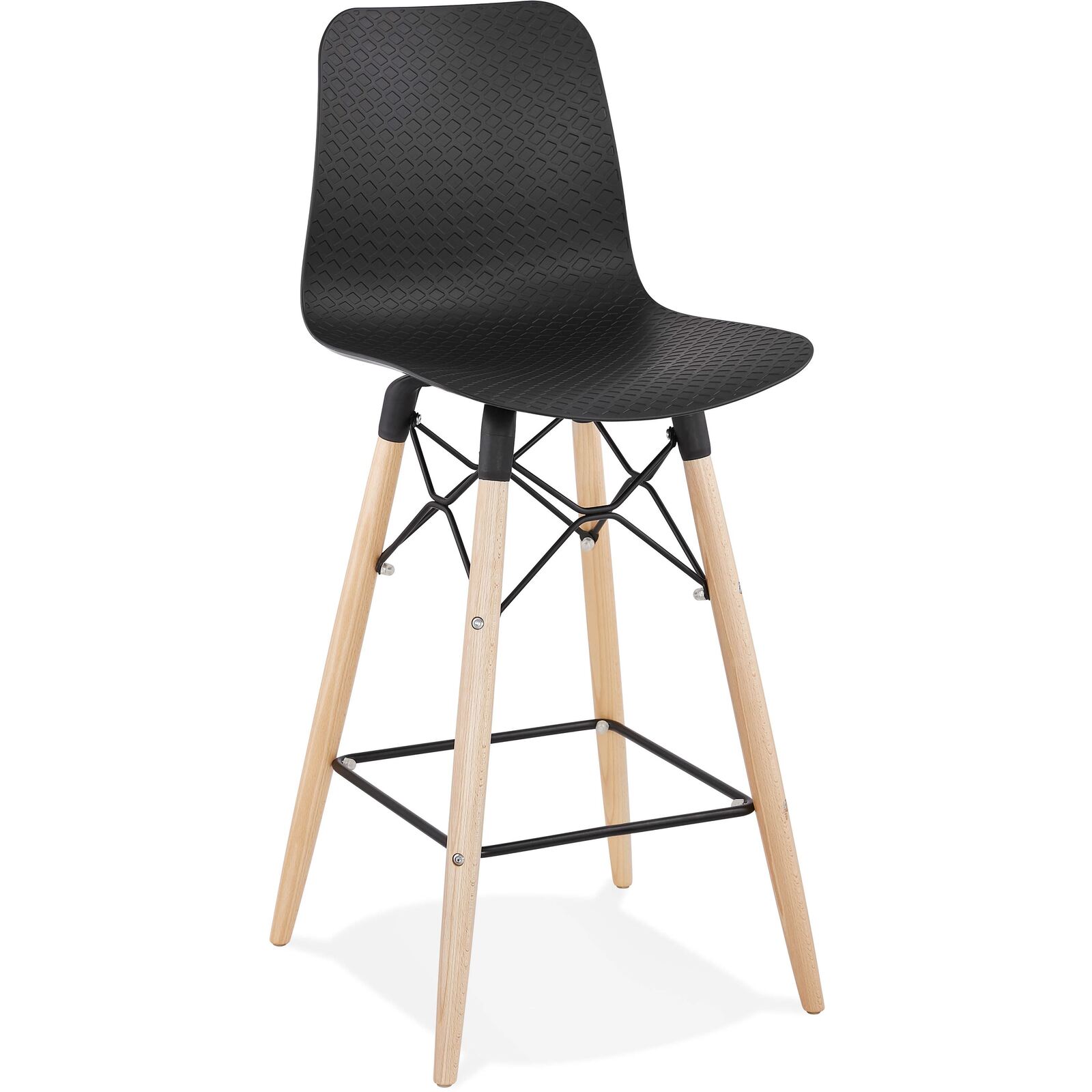 Tabouret de bar noir et bois naturel h108cm