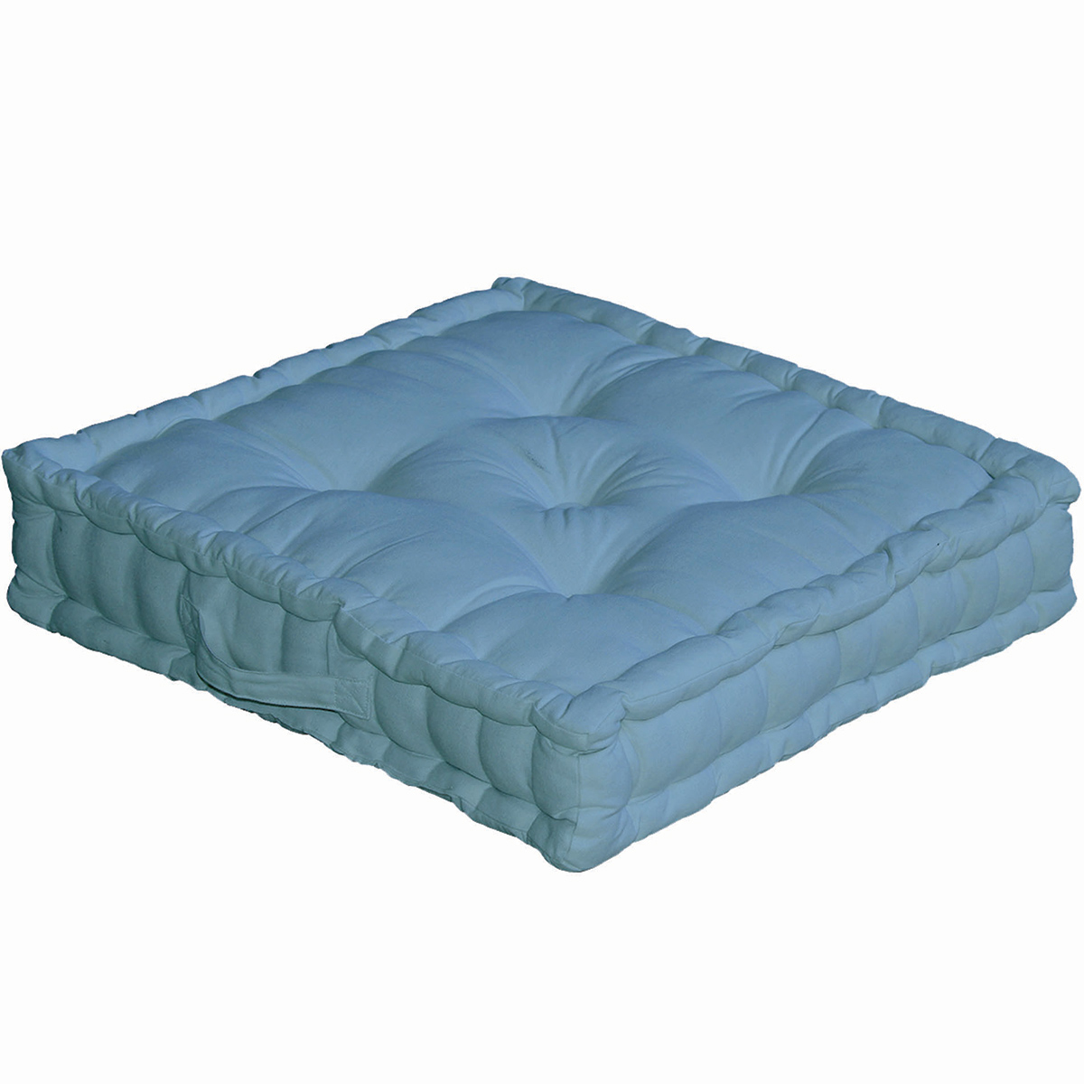 Coussin de sol uni en pur coton coton aqua 50x50 (photo) Coussin de sol uni en pur coton coton aqua 50x50