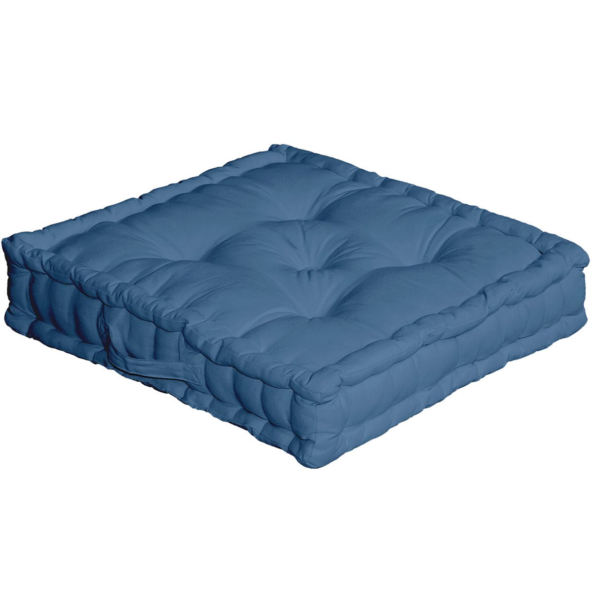Coussin de sol uni en pur coton coton bleu sud 50x50 (photo) Coussin de sol uni en pur coton coton bleu sud 50x50