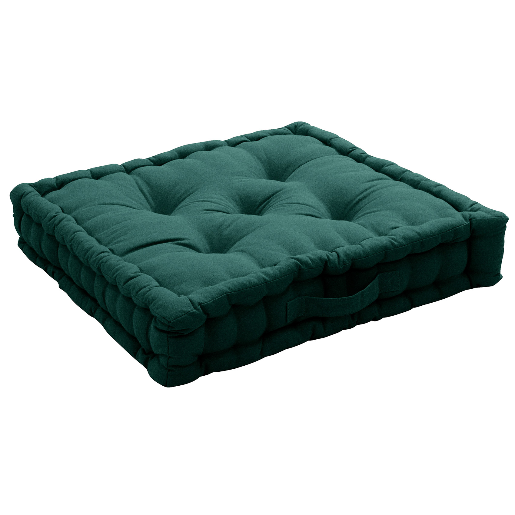Coussin de sol uni en pur coton coton vert foncé 50x50 Coussin de sol uni en pur coton coton vert foncé 50x50