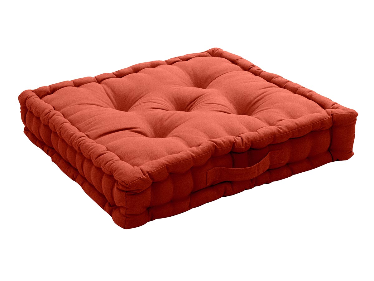 Coussin de sol uni en pur coton coton terre cuite 50x50 Coussin de sol uni en pur coton coton terre cuite 50x50