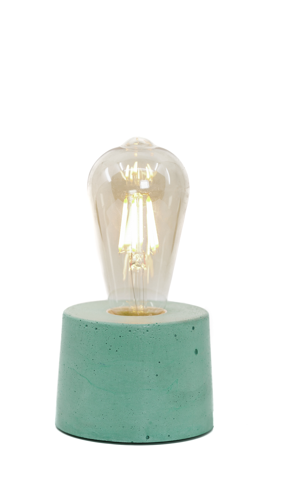 lampe cylindrique en béton turquoise fabrication artisanale