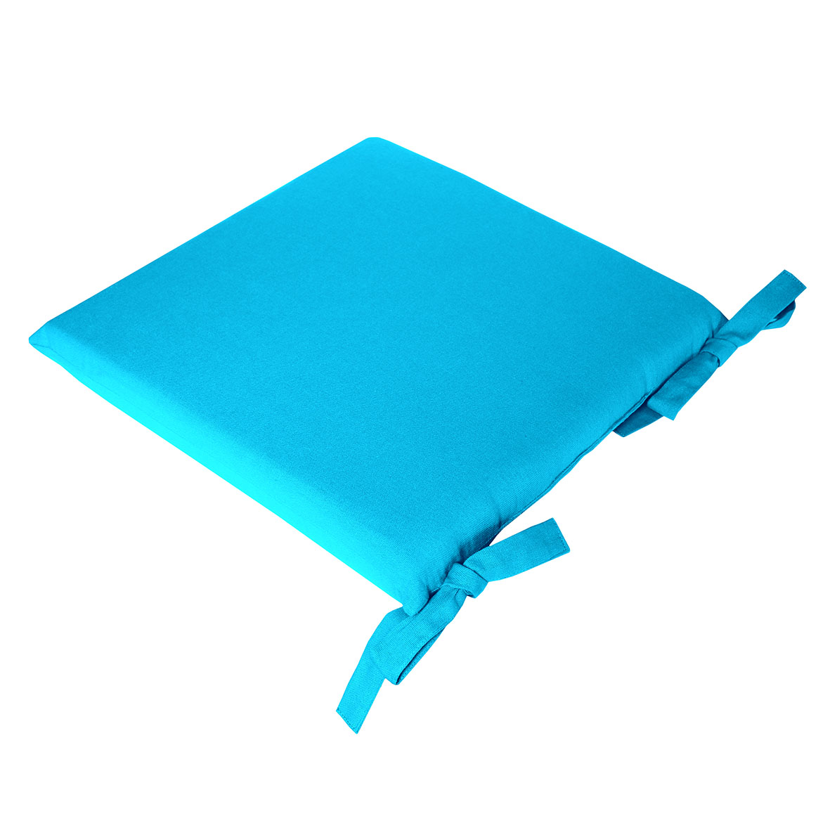 Galette de chaise uni en pur coton coton turquoise 38x38 Galette de chaise uni en pur coton coton turquoise 38x38