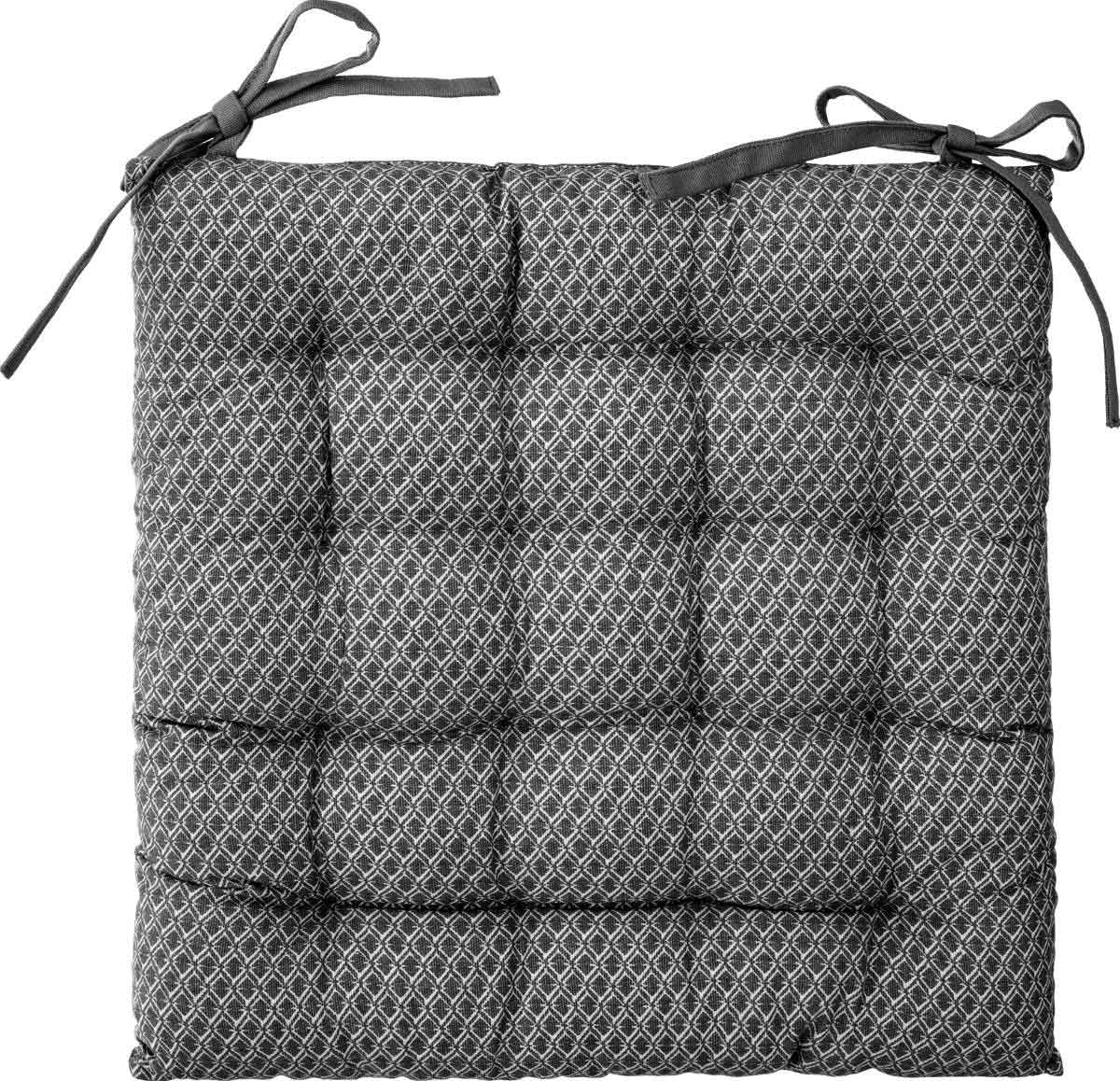 Galette de chaise imprimée et matelassée à nouettes coton gris 38 x 38