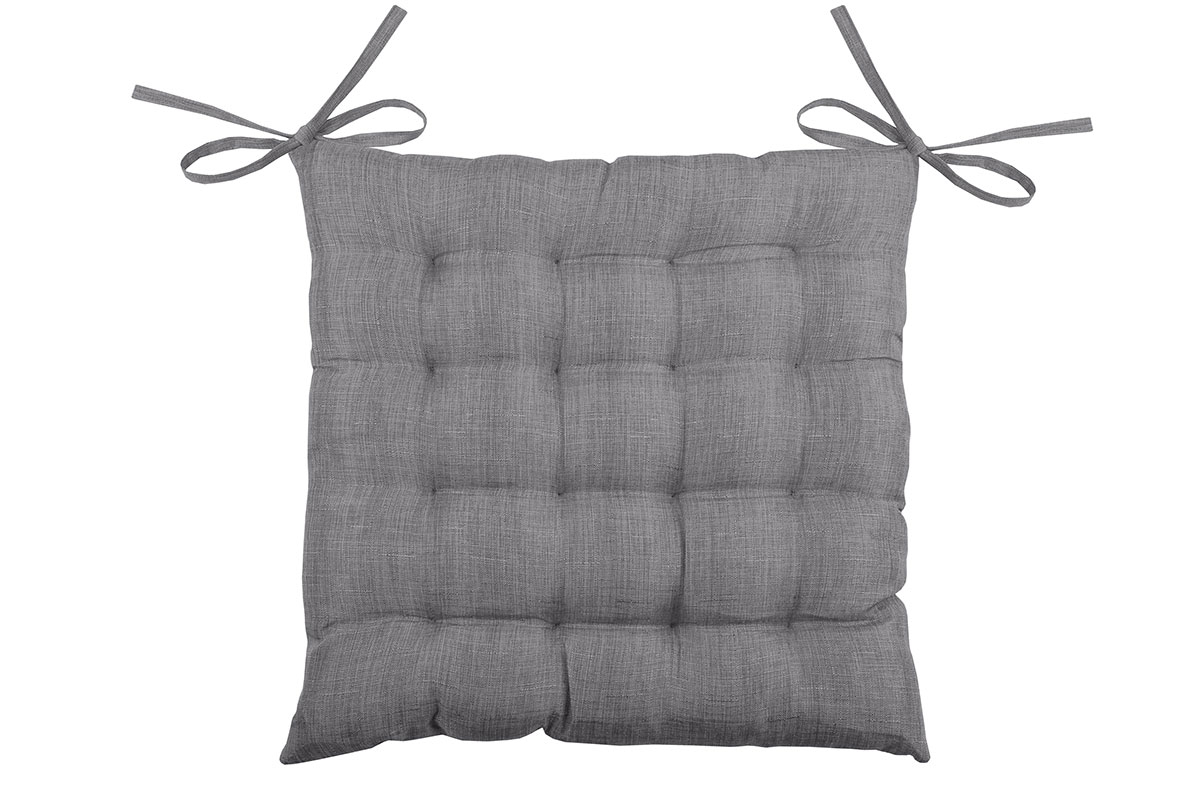 Galette de chaise unie en 16 points polyester anthracite 40x40 Galette de chaise unie en 16 points polyester anthracite 40x40