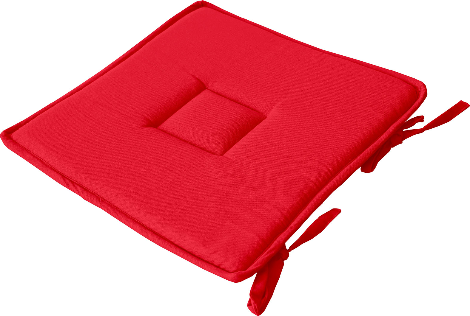 Galette plate unie en coton passepoil et nouettes coton rouge 40x40 (photo) Galette plate unie en coton passepoil et nouettes coton rouge 40x40