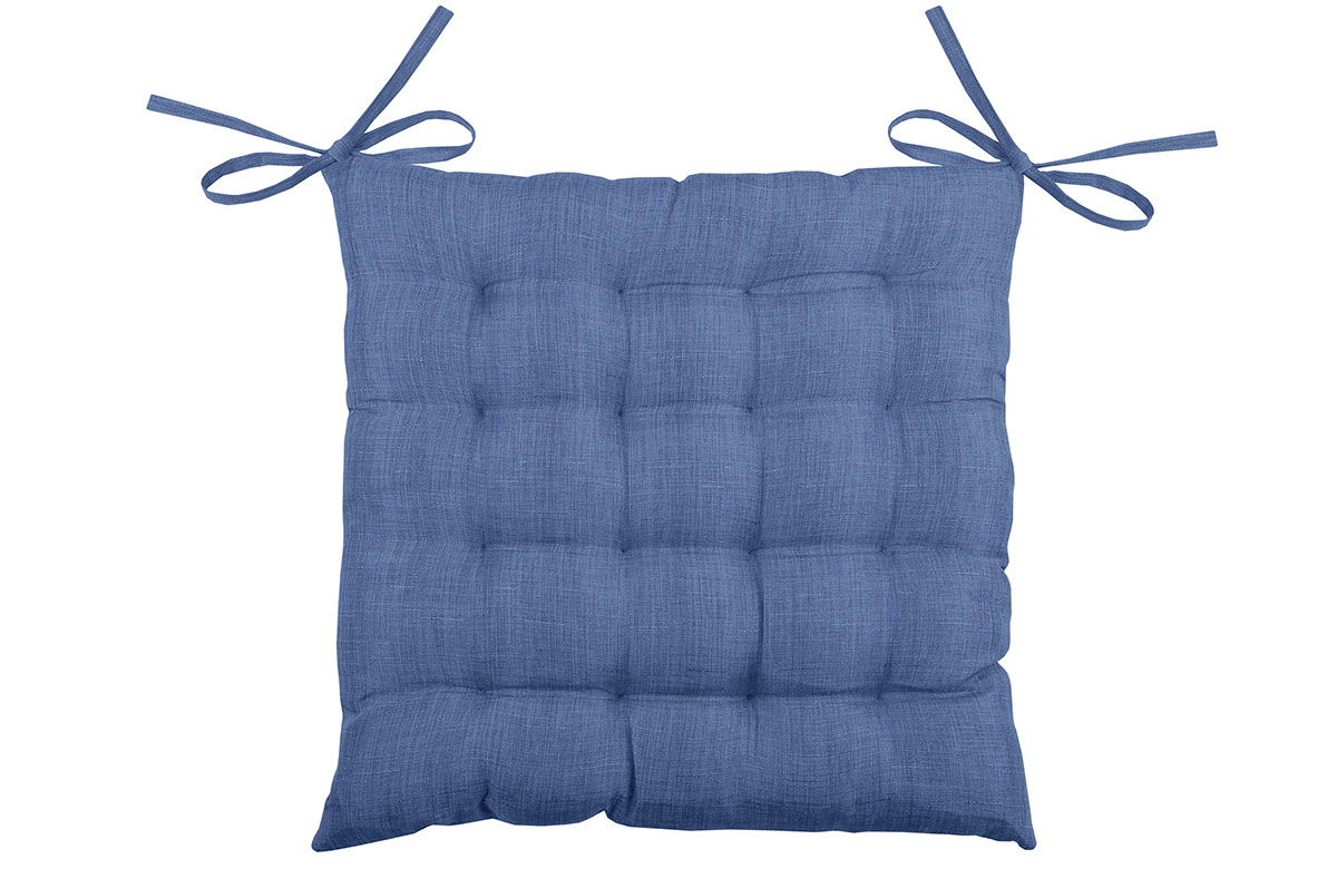 Galette de chaise unie en 16 points polyester marine 40x40 Galette de chaise unie en 16 points polyester marine 40x40