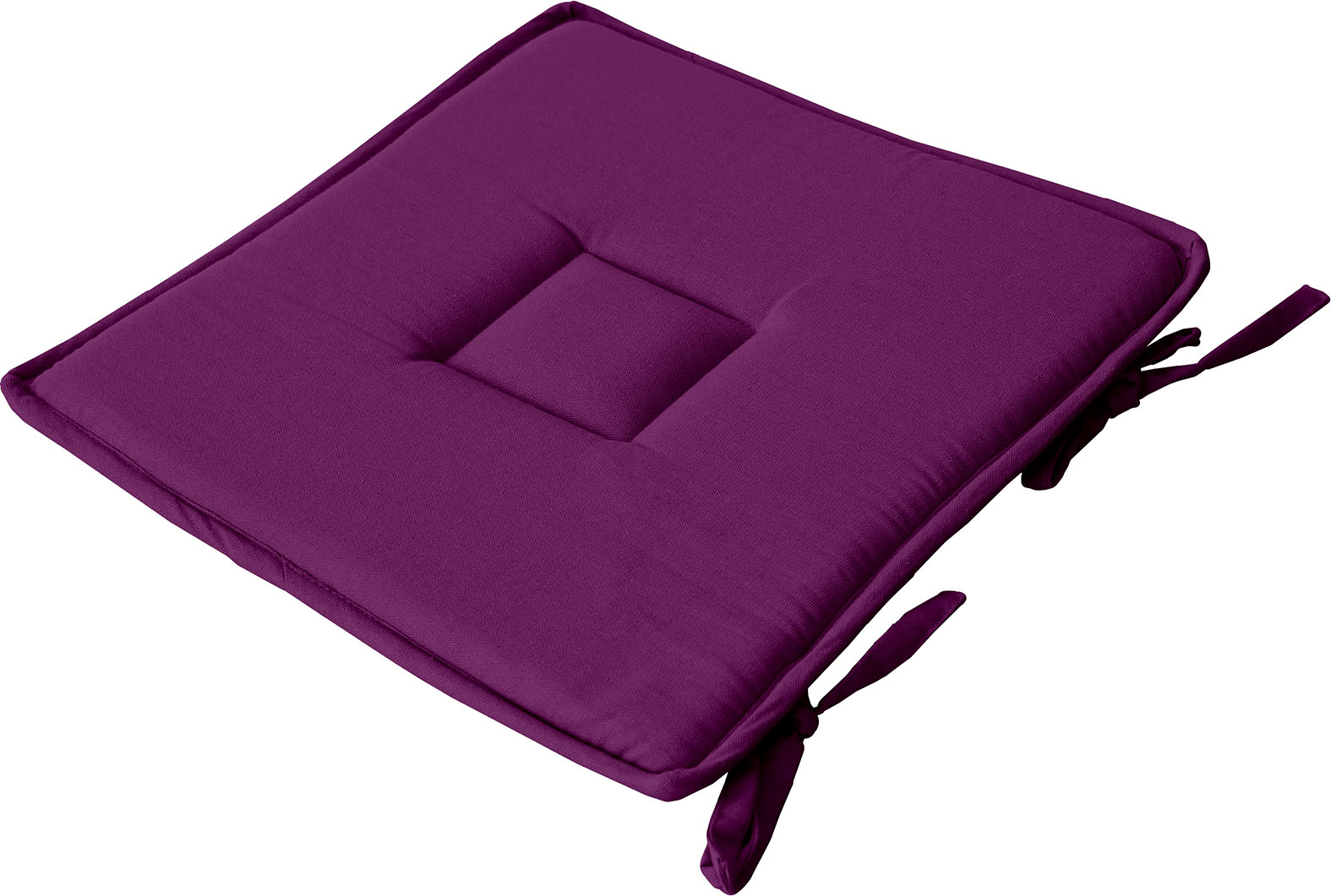Galette plate unie en coton passepoil et nouettes coton violet 40x40 (photo) Galette plate unie en coton passepoil et nouettes coton violet 40x40