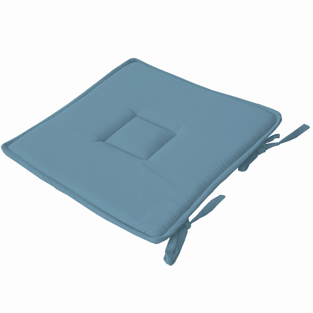 Galette plate unie en coton passepoil et nouettes coton aqua 40x40 Galette plate unie en coton passepoil et nouettes coton aqua 40x40