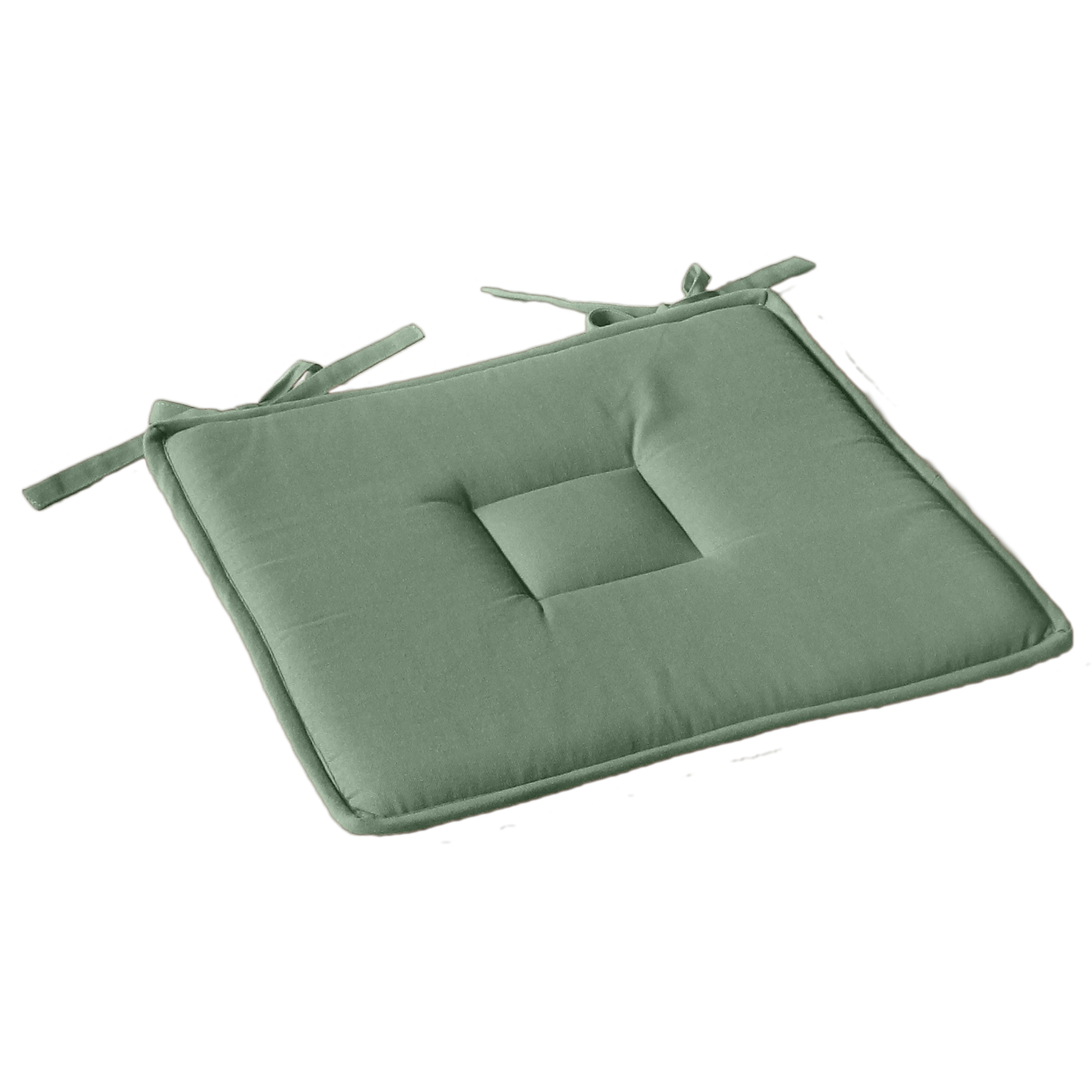 Galette plate unie en coton passepoil et nouettes coton vison 40x40 (photo) Galette plate unie en coton passepoil et nouettes coton vison 40x40