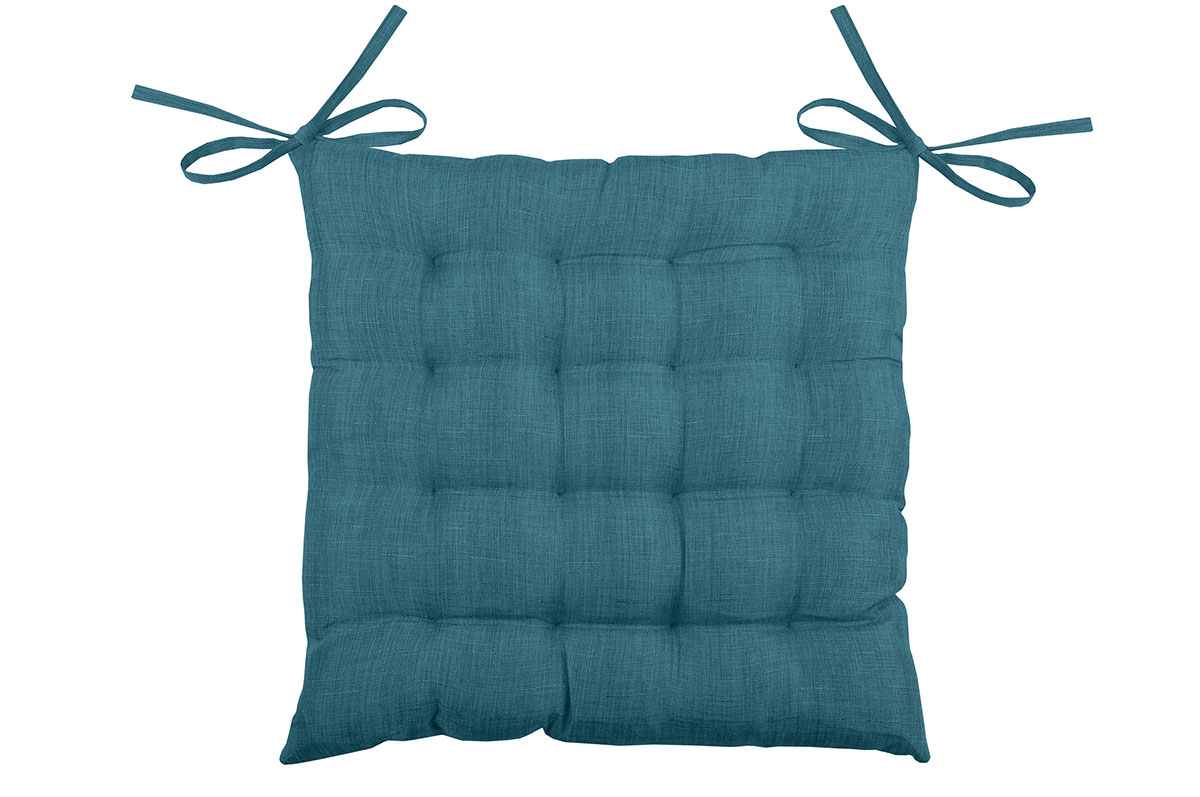Galette de chaise unie en 16 points polyester turquoise 40x40 Galette de chaise unie en 16 points polyester turquoise 40x40