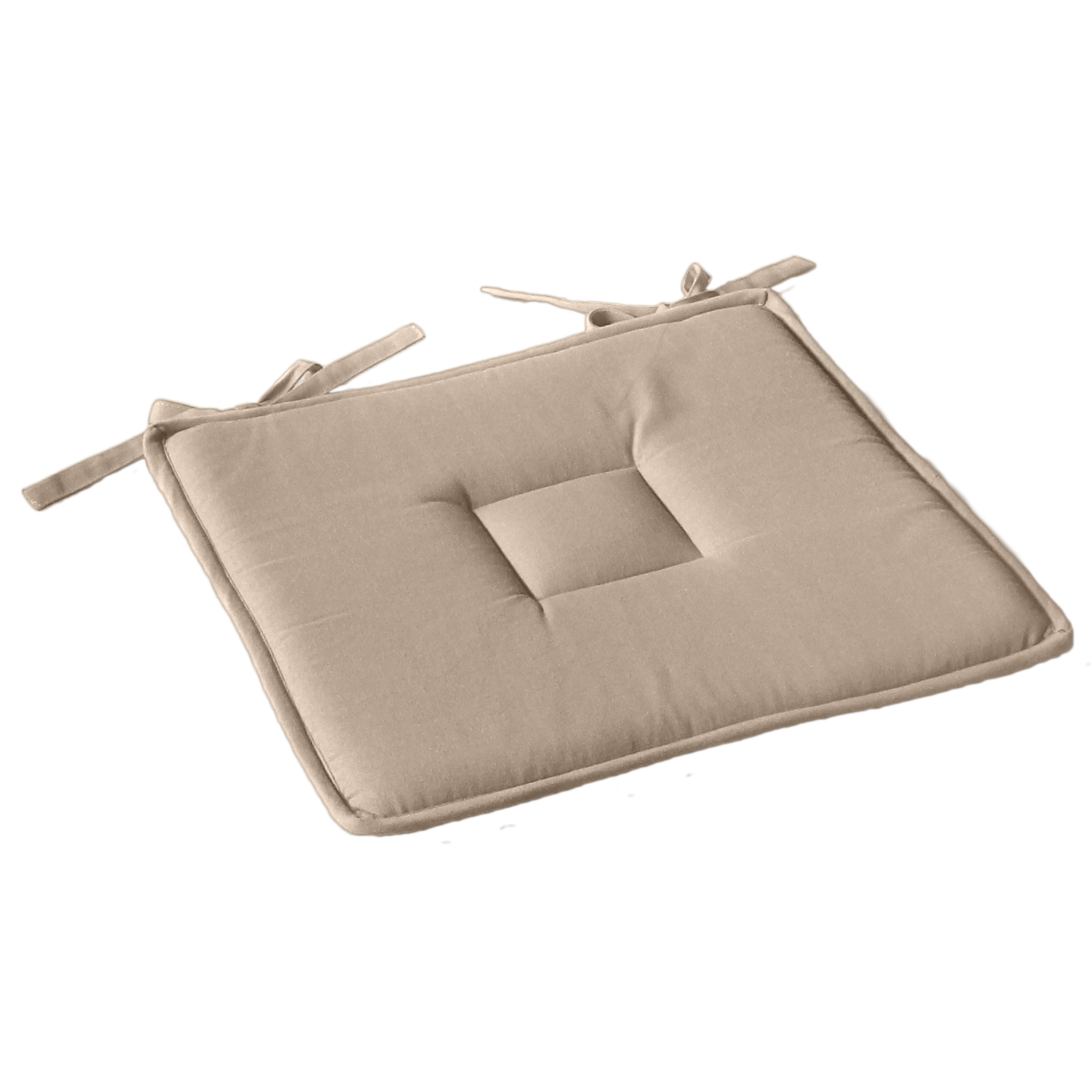 Galette plate unie en coton passepoil et nouettes coton naturel 40x40 (photo) Galette plate unie en coton passepoil et nouettes coton naturel 40x40