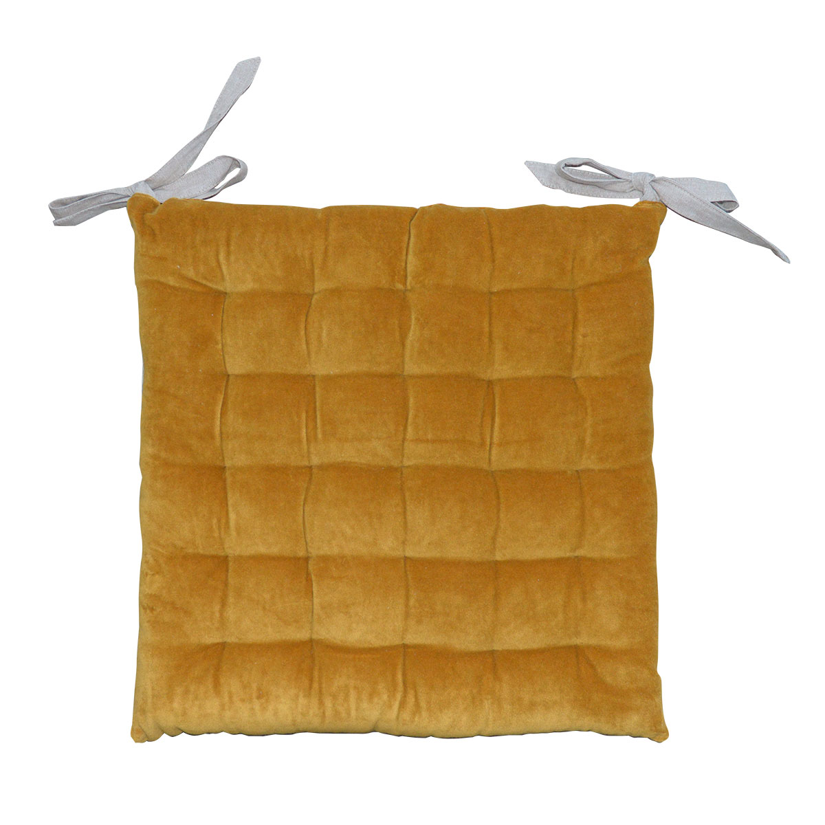 Galette de chaise à effet velours coton gold 40x40 Galette de chaise à effet velours coton gold 40x40