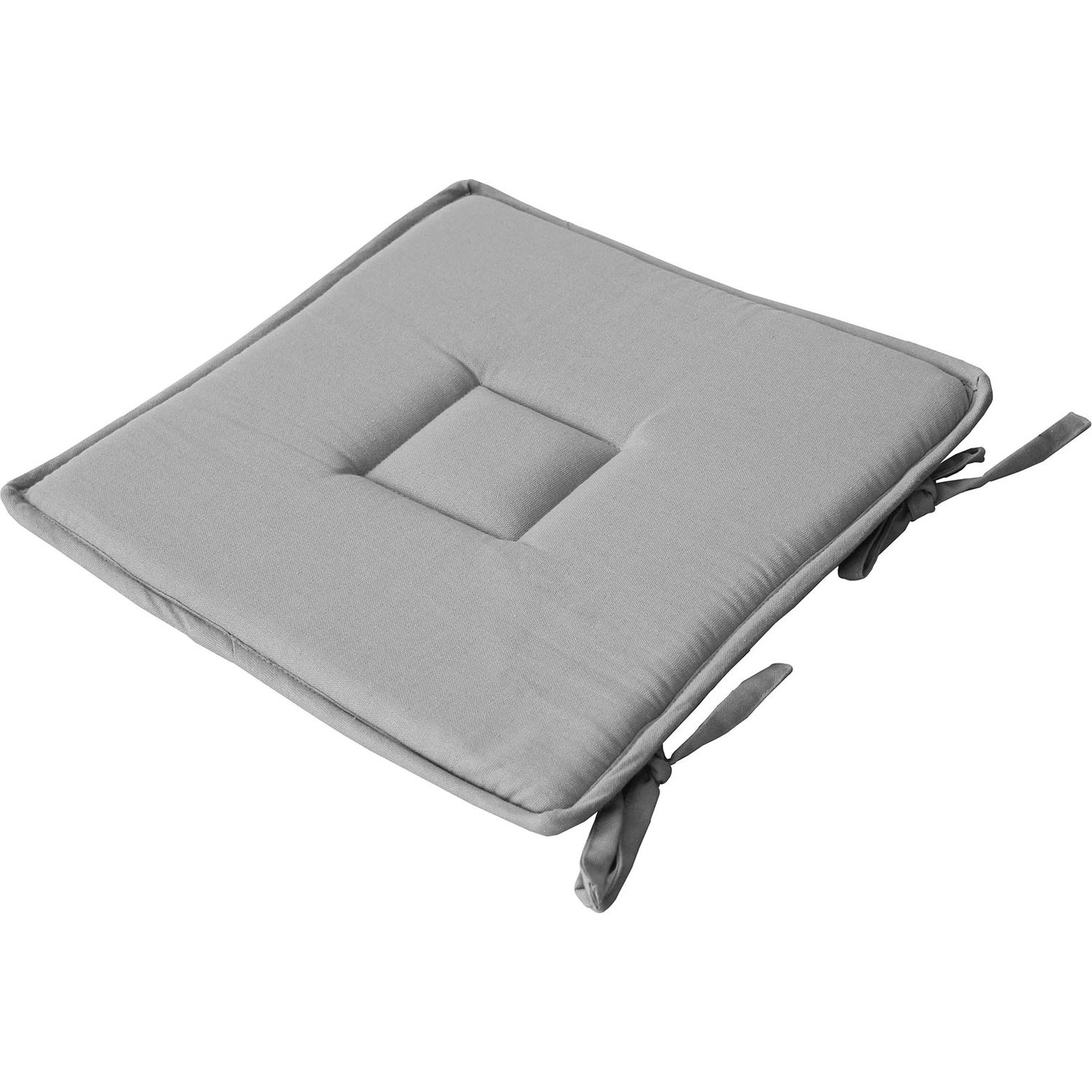 Galette plate unie en coton passepoil et nouettes coton gris 40x40 Galette plate unie en coton passepoil et nouettes coton gris 40x40