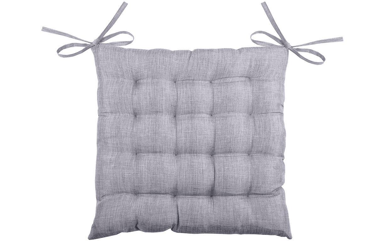 Galette de chaise unie en 16 points polyester gris 40x40 Galette de chaise unie en 16 points polyester gris 40x40