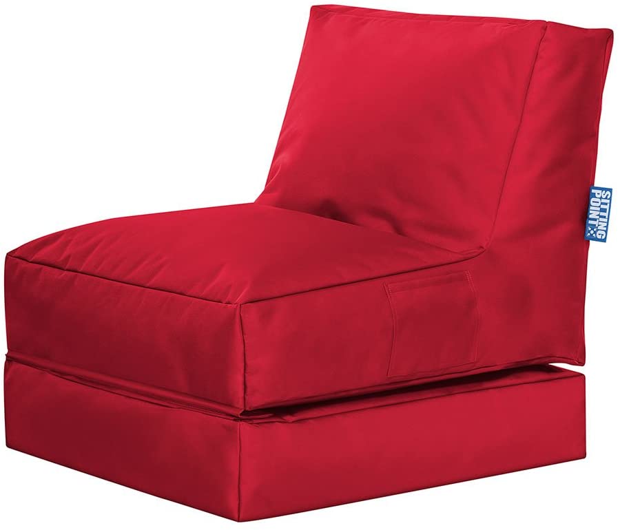 Pouf extérieur uni rouge dépliable