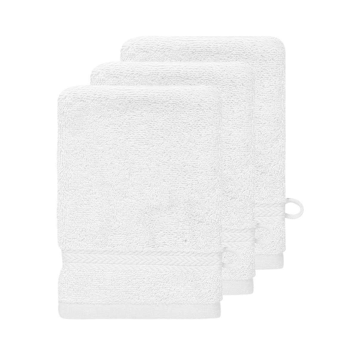 Lot de 3 gants de toilette 550gr/m²  blanc 16x22 cm