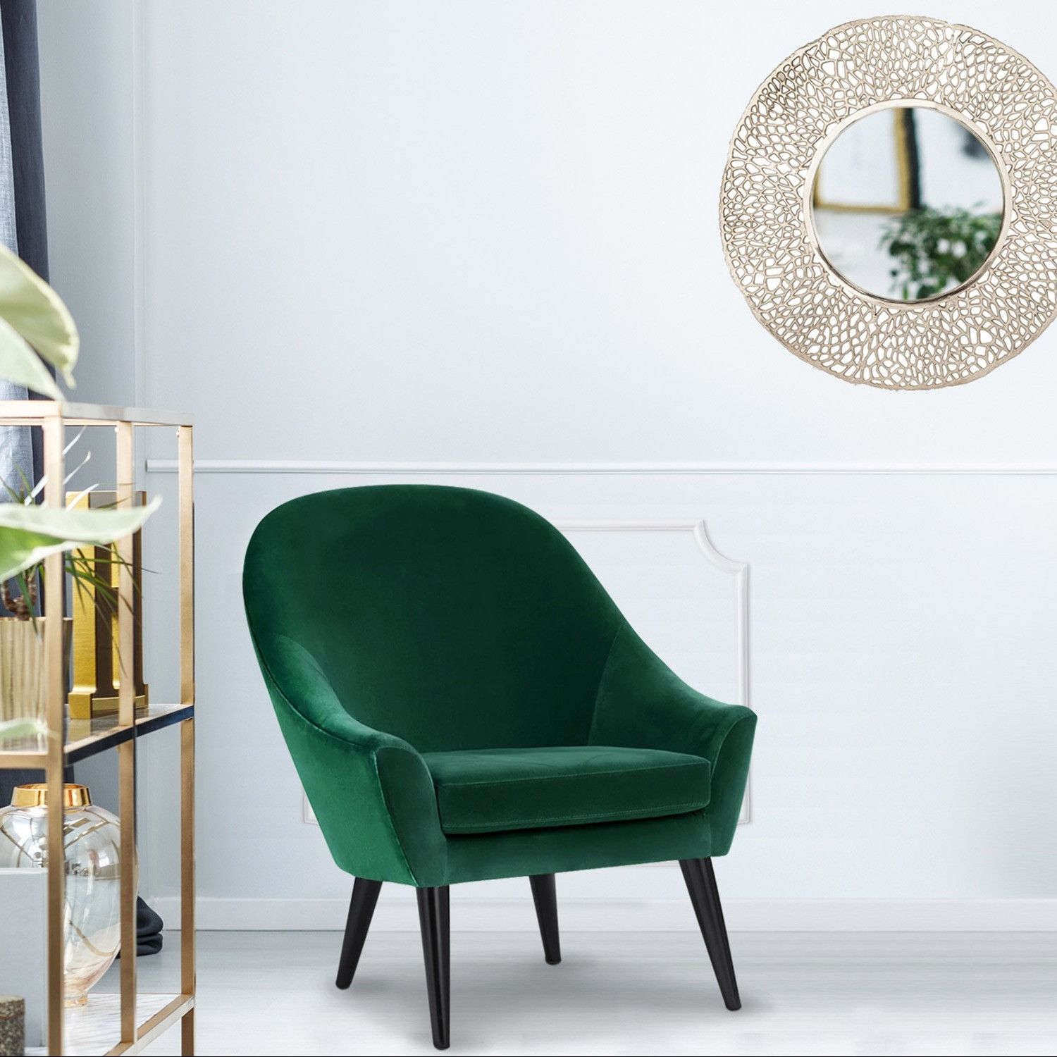 Fauteuil scandinave velours vert