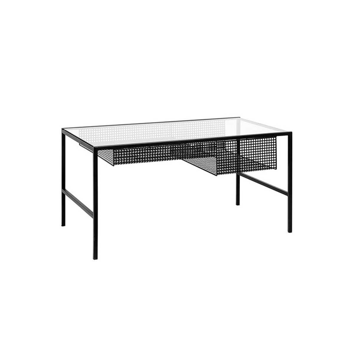 Table basse design avec casier métal et verre - Nordal