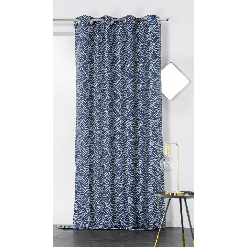 Rideau d'ameublement imprimé art déco polyester bleu 250 x 135 Rideau d'ameublement imprimé art déco polyester bleu 250 x 135