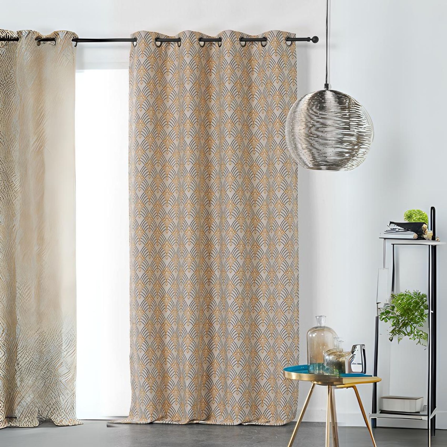 Rideau art décoratif en jacquard polyester jaune 245x140 Rideau art décoratif en jacquard polyester jaune 245x140