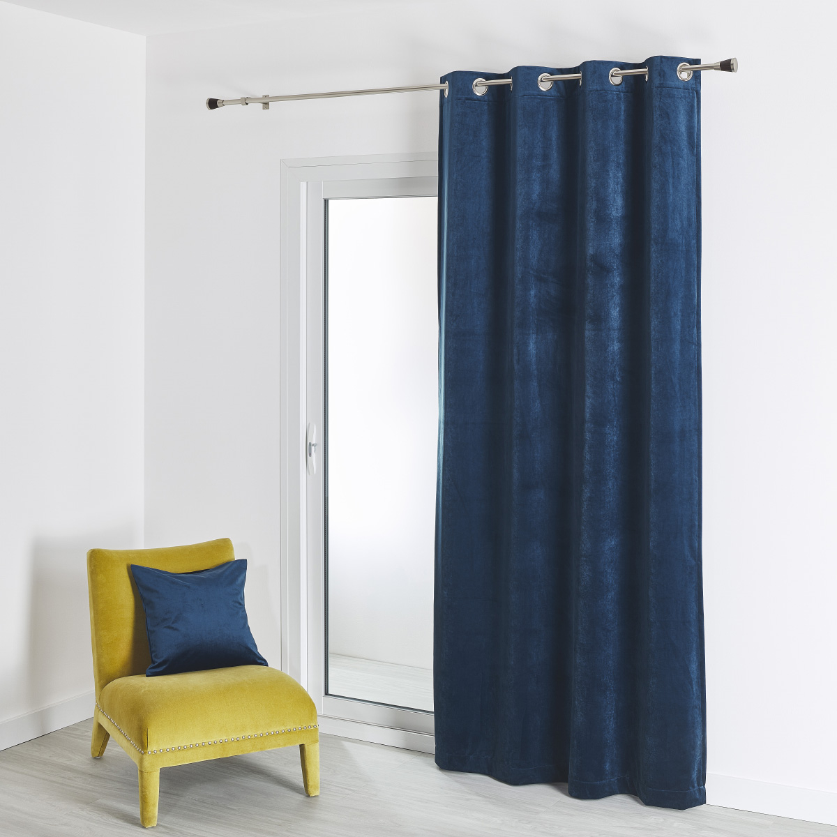 Rideau feutré en velours uni velours navy 260x135 Rideau feutré en velours uni velours navy 260x135