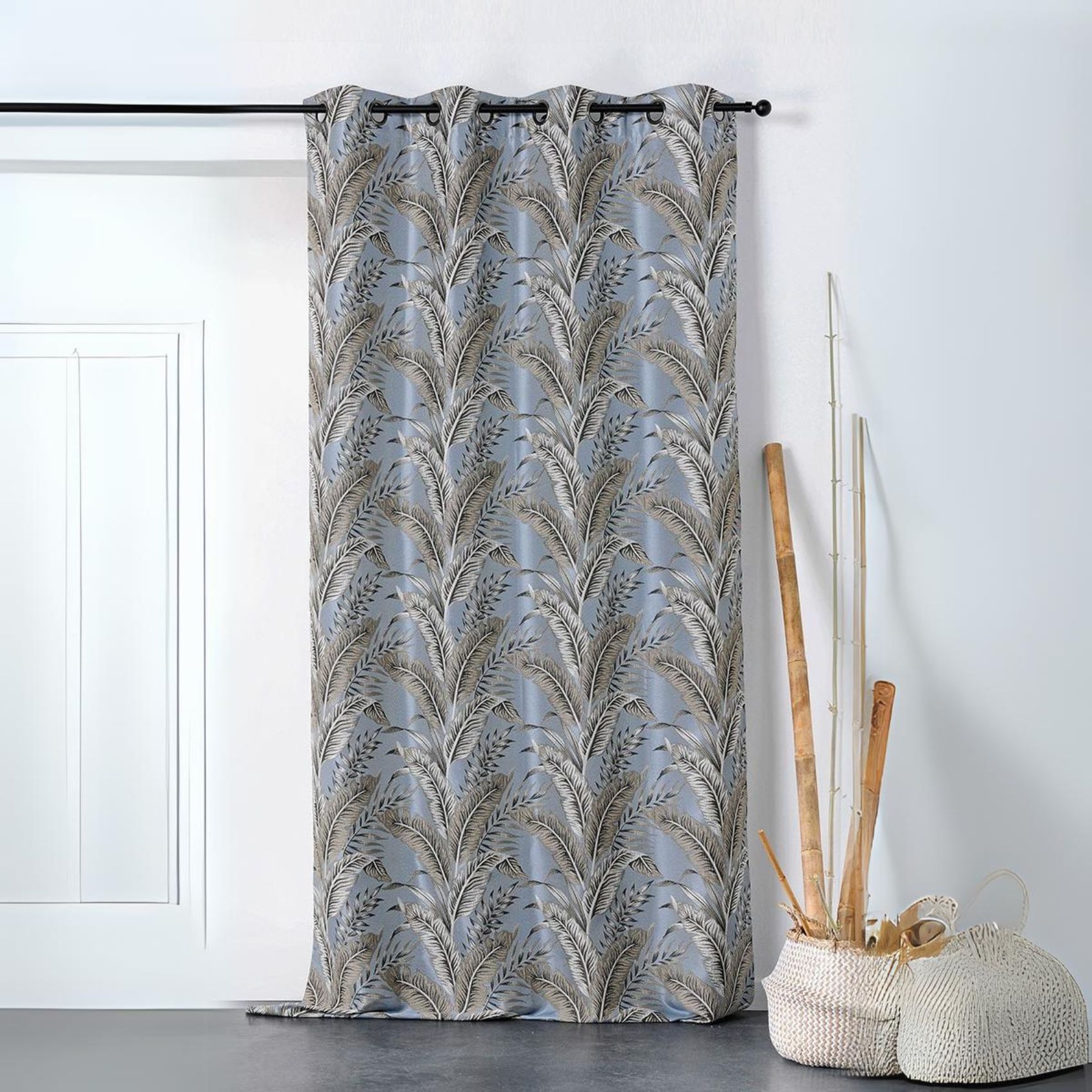 Rideau tendance aux impressions exotiques polyester bleu 245x135 Rideau tendance aux impressions exotiques polyester bleu 245x135