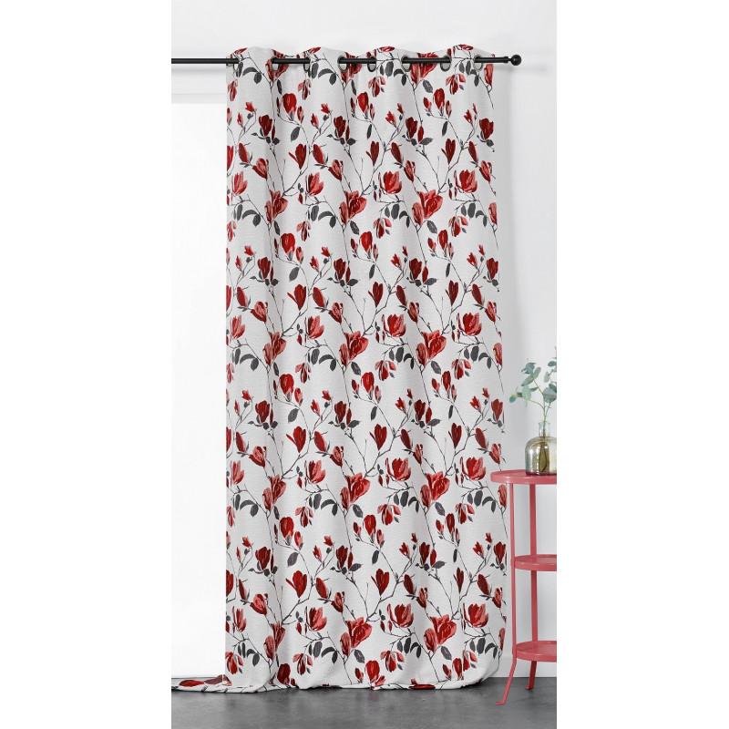 Rideau tamisant et imprimé magnolia polyester bordeaux 250x135 (photo) Rideau tamisant et imprimé magnolia polyester bordeaux 250x135