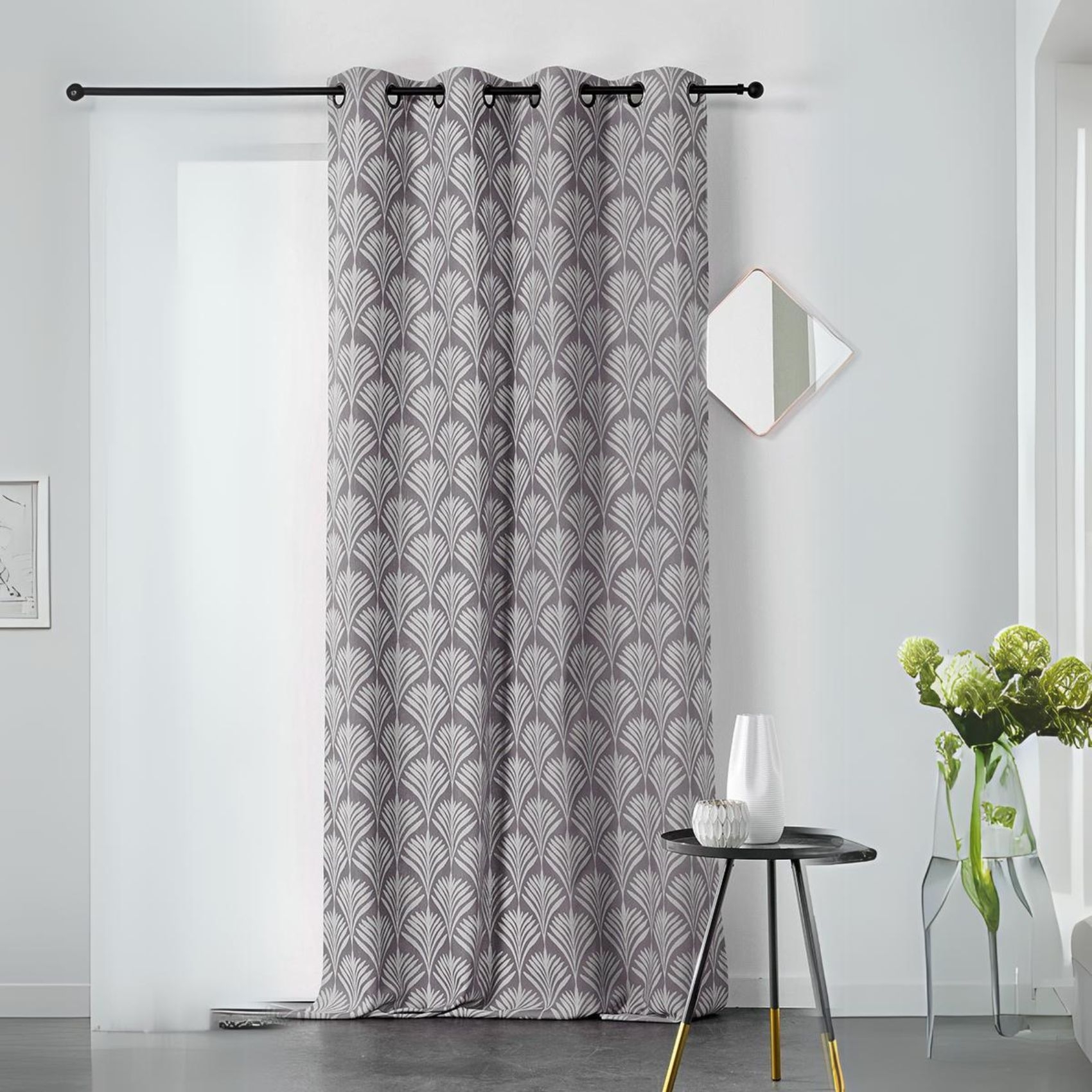 Rideau esprit art nouveau coton gris 240x140 (photo) Rideau esprit art nouveau coton gris 240x140