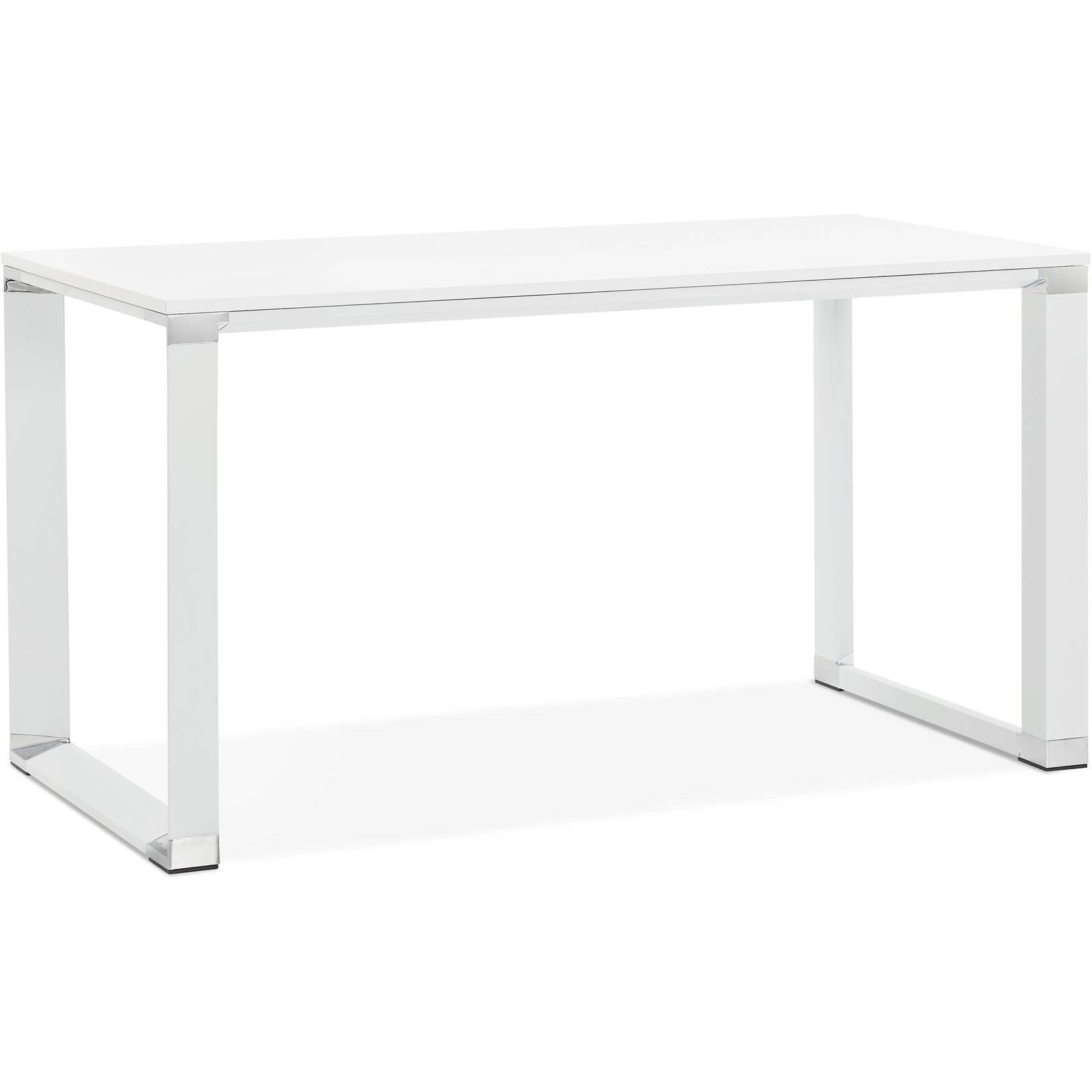 Bureau desgn plateau en bois blanc pieds métal laqué blanc