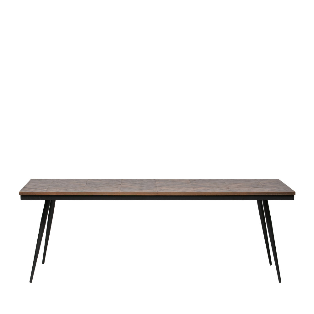 Table à manger en bois de teck recyclé et métal 220x90cm naturel