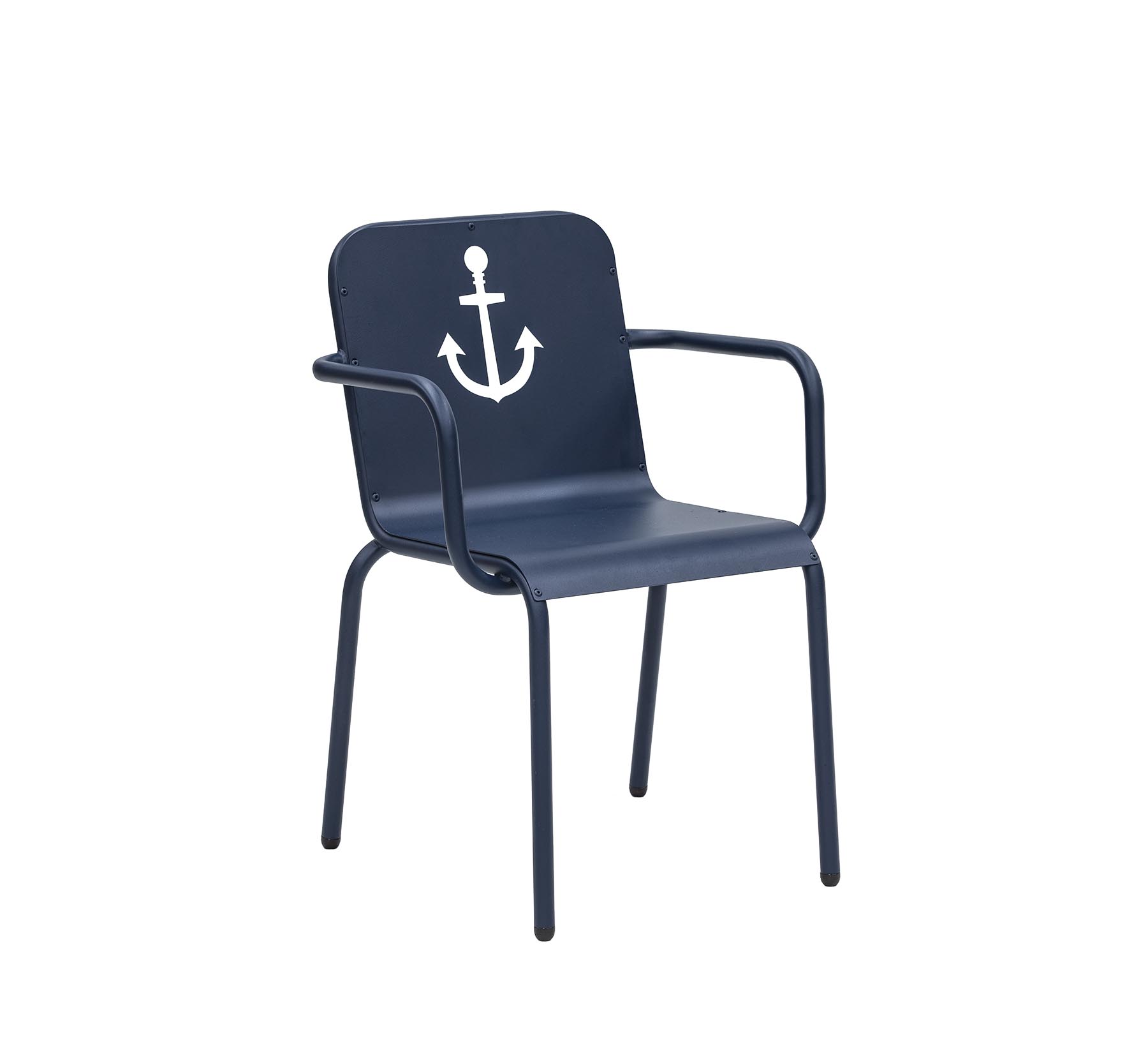 Chaise motif marin en acier bleu