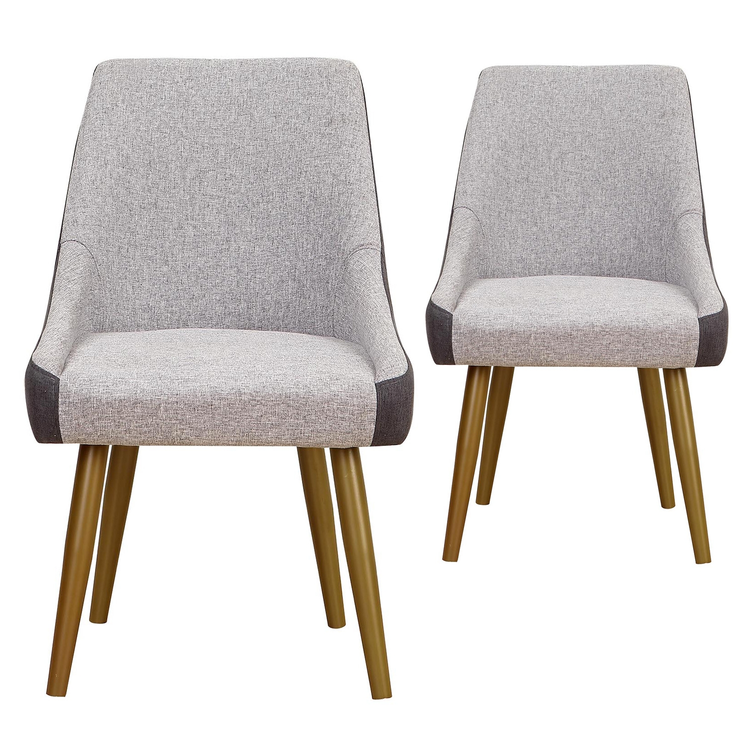 Lot de 2 fauteuils de table tissu gris clair et gris foncé