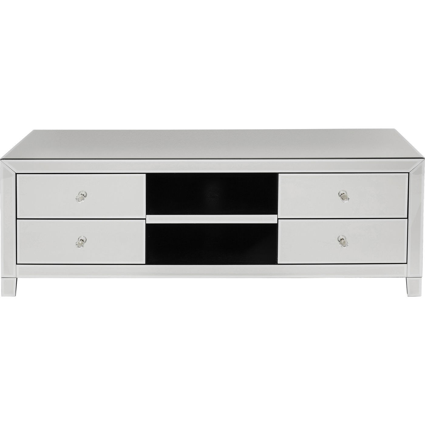 Meuble TV 4 tiroirs en verre miroir