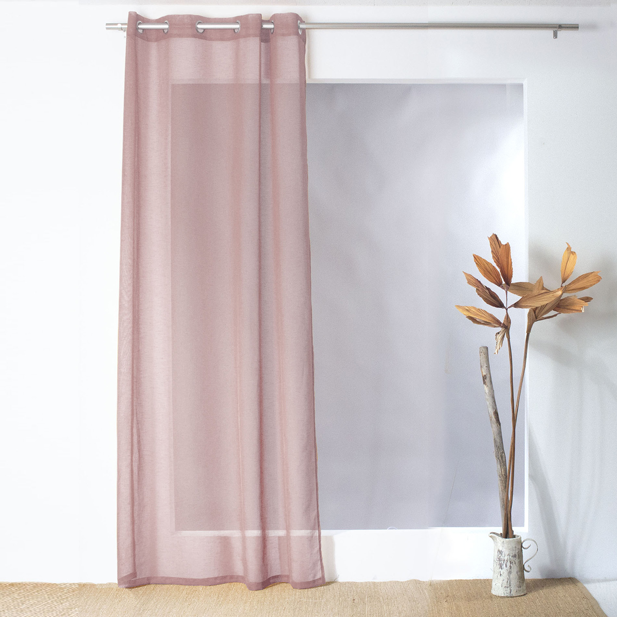 Voilage en étamine unie et colorée etamine vieux rose 240x140 (photo) Voilage en étamine unie et colorée etamine vieux rose 240x140