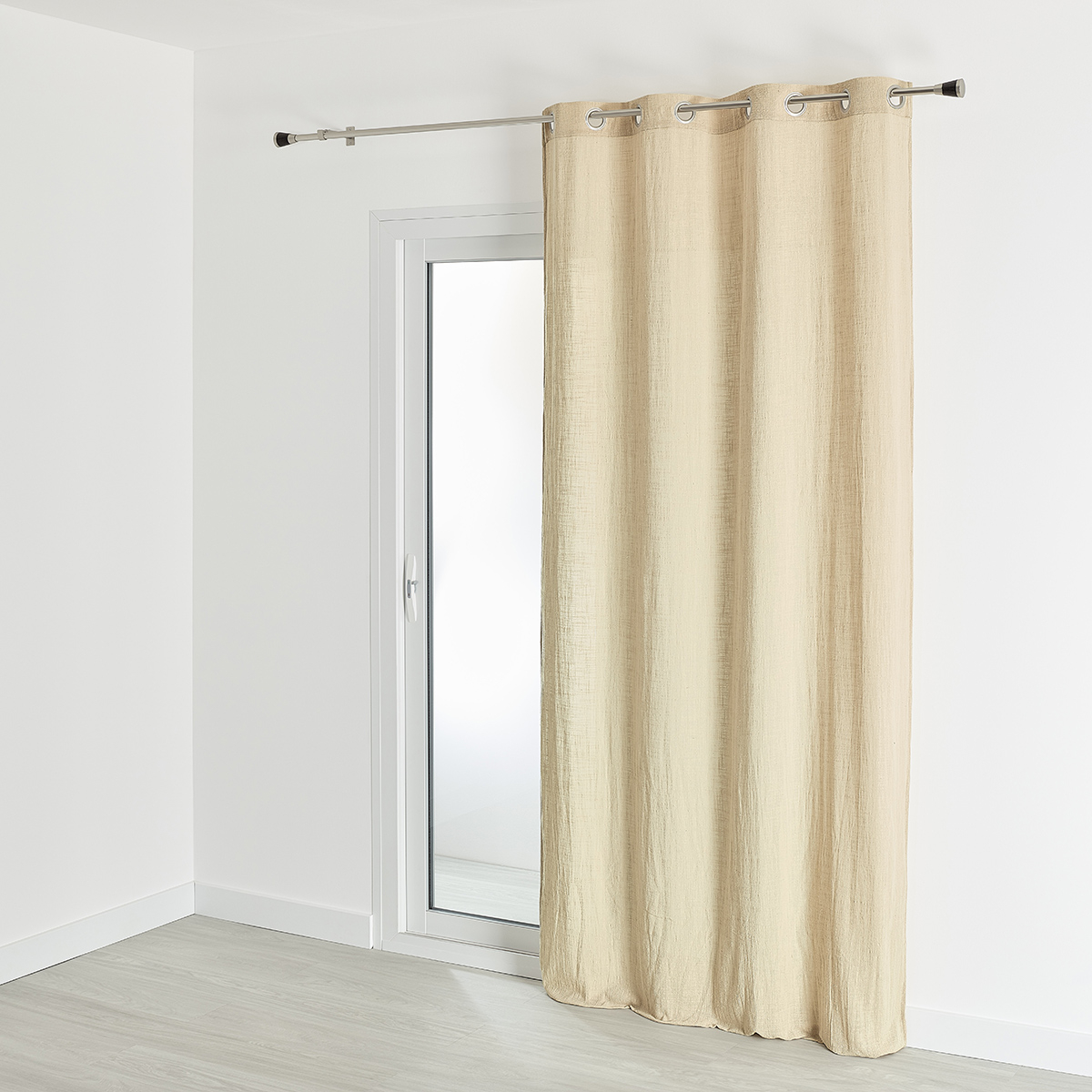 Voilage effet gaz de coton coton sable 260x135 (photo) Voilage effet gaz de coton coton sable 260x135