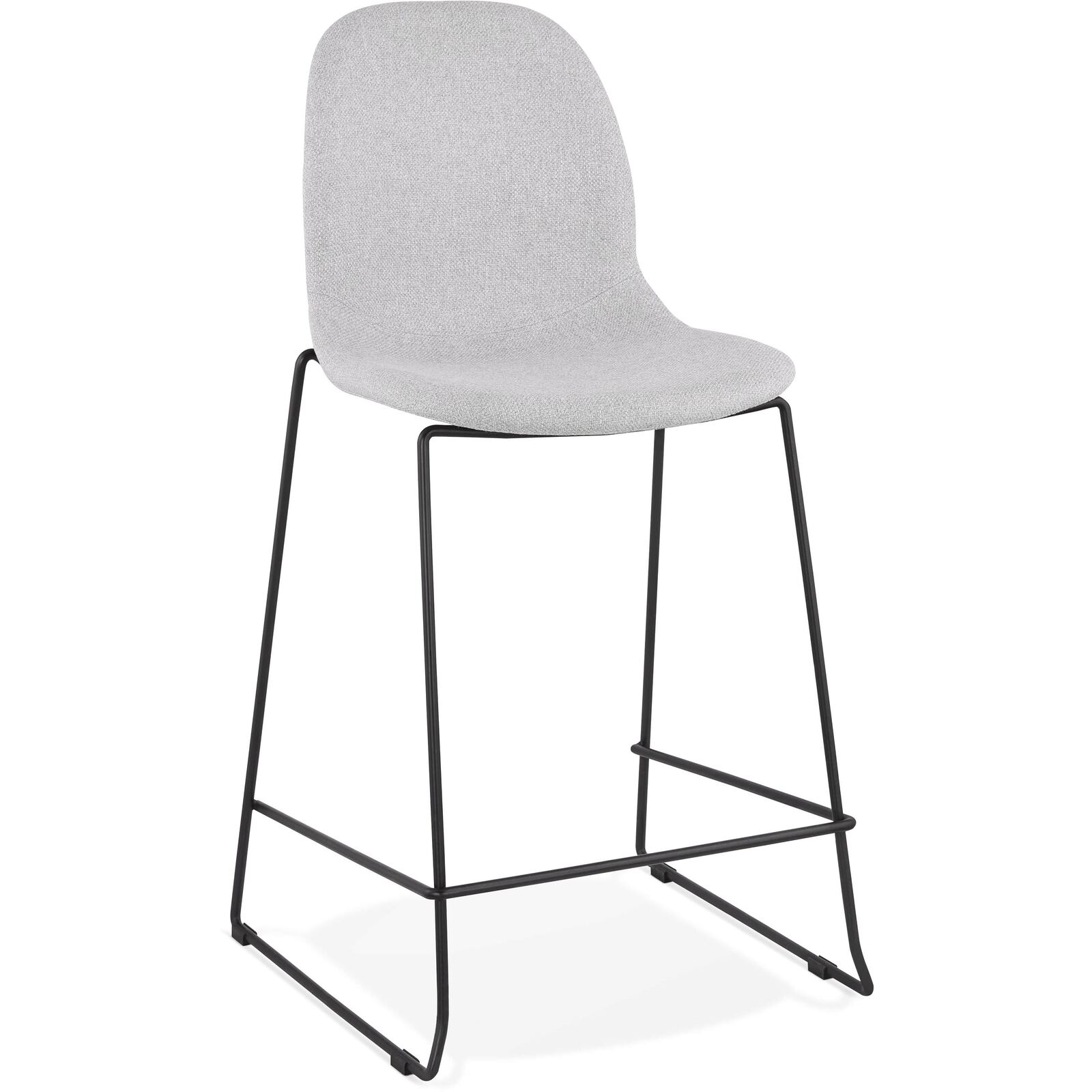 Tabouret de bar en tissu gris clair et métal noir h112cm Tabouret de bar en tissu gris clair et métal noir h112cm