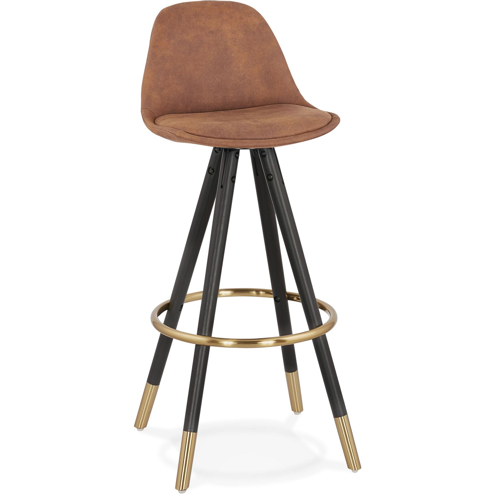Tabouret de bar scandinave rembourrée velours marron Tabouret de bar scandinave rembourrée velours marron